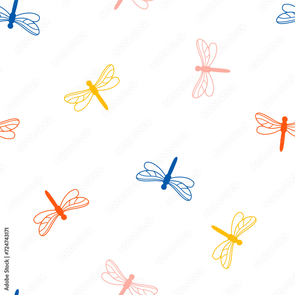 Seamless pattern with colorful dragonfly Seamless pattern with colorful dragonfly