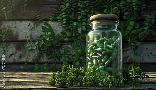 Medicinal herbs encapsulated for consumption.