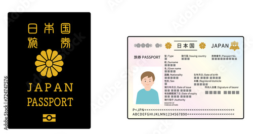 日本国パスポートのイメージイラスト（男の子）。大人のタイプや、女の子のタイプもあります。