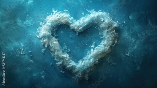 a heart shaped cloud in the middle of a body of water with a wave coming out of the top of it and the bottom of the clouds in the shape of the shape of a heart. photo