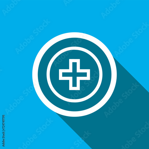 Add icon vector. Plus icon vector in trendy flat style. Medical cross icon image, Medical cross icon illustration isolated on blue background