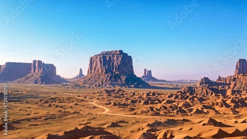 Scenic landscape of Monument Valley Navajo Tribal Park, Arizona and Utah in United States of America. Cinemagraph background. photo
