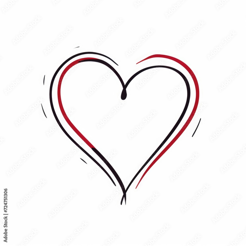 A simple drawing of a heart on a plain white background. Suitable for various projects and designs