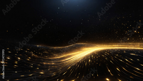 Futuristic technology wave background design with lights and flares
