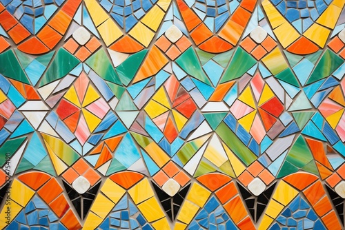 geometric patterns in a colorful glass mosaic