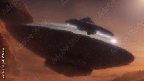 Enormous Object Soaring Through the Cloudy Sky. Generative AI.