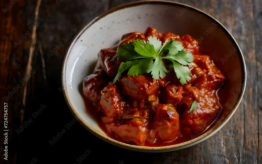 Capture the essence of Rendang in a mouthwatering food photography shot Capture the essence of Rendang in a mouthwatering food photography shot