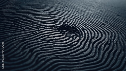 A close-up black and white photo of a fingerprint. Suitable for crime scene investigations or security-related designs