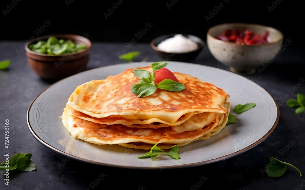 Capture the essence of Dosa  in a mouthwatering food photography shot