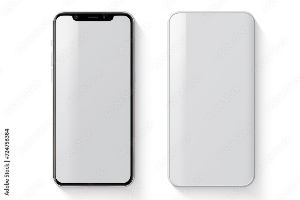 A blank screen Phone is placed next to it on a table. This versatile image can be used to showcase technology, mobile apps, or website designs A blank screen Phone is placed next to it on a table. This versatile image can be used to showcase technology, mobile apps, or website designs