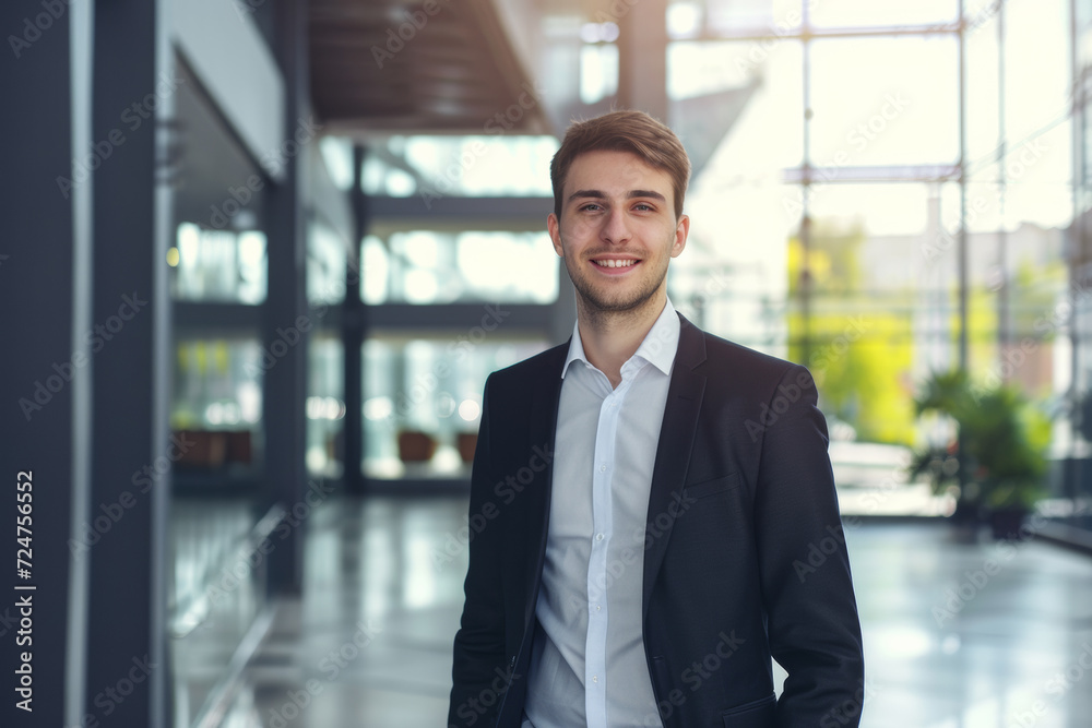 Mature adult businessman standing in the office hall. A man in a suit looking like a businessman or ceo manager Mature adult businessman standing in the office hall. A man in a suit looking like a businessman or ceo manager