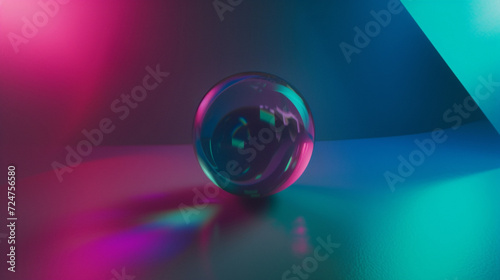 Light Leaks Of A Spinning Sphere  Magenta  Green And Blue Colors. Creative background. Website background. Copy paste area for texture