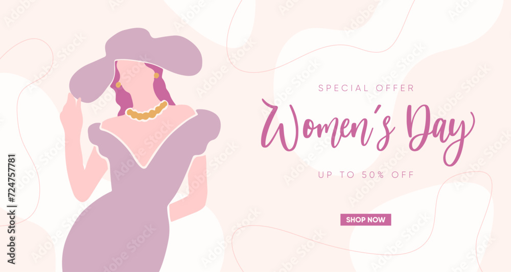 International Women's Day banner design. Minimal boho and line art composition. Vector illustration. International Women's Day banner design. Minimal boho and line art composition. Vector illustration.