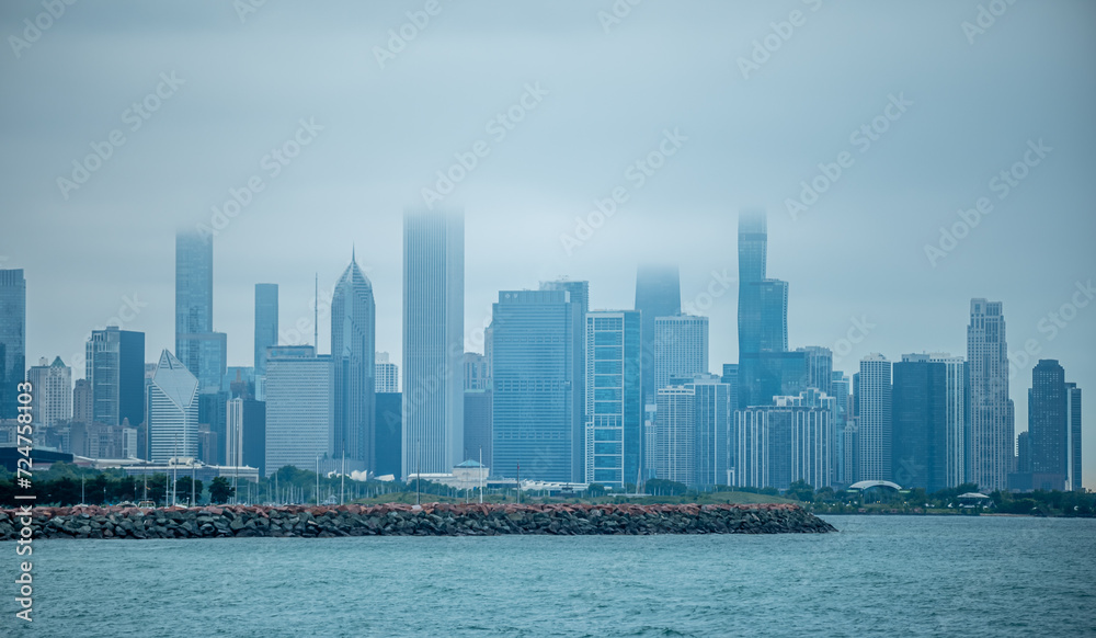 Fototapeta premium city of chicago skyline and street scenes