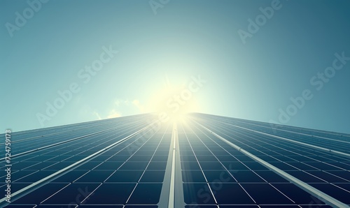 Solar panels with blue sky background. Alternative energy source. Alternative energy concept.
