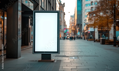 Blank street billboard on city street. Mock up