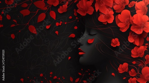 International Womens Day Banner. 8 March on the dark  black and red background. Vector illustration