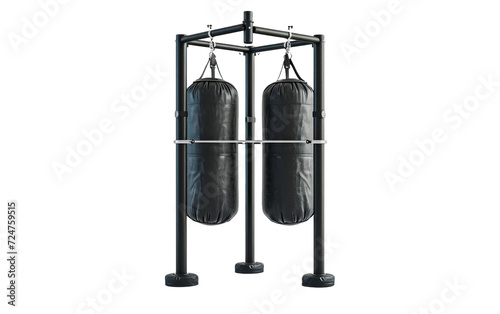Exploring the Heavy Bag Stand in Martial Arts On Transparent Background. © yasmin