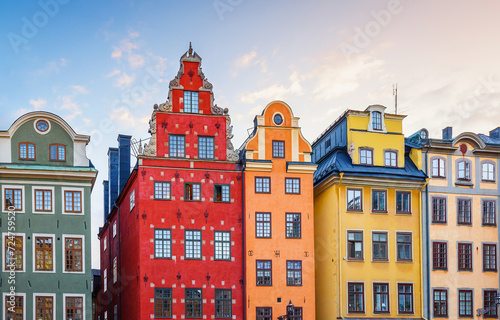 Stortorget square in Old town (Gamla Stan), Classical architecture. Popular tourist destination in Scandinavia. Stockholm, Sweden