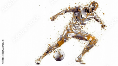 Abstract silhouette soccer player. White background copy space. Generative AI