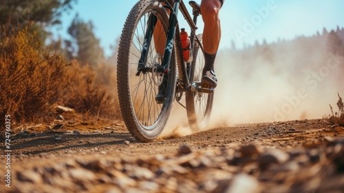 Bike on mountains, dusty road