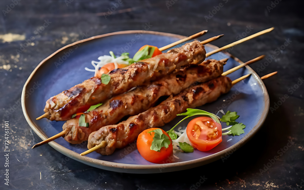 Capture the essence of Kabab Koobideh in a mouthwatering food photography shot Capture the essence of Kabab Koobideh in a mouthwatering food photography shot
