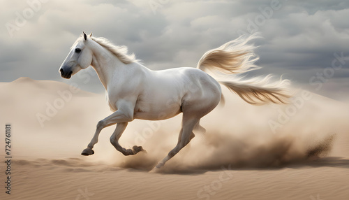 white horse running