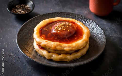 Capture the essence of Hotteok in a mouthwatering food photography shot