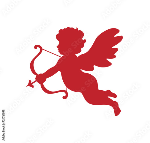 Cute cupid red silhouette vector illustration