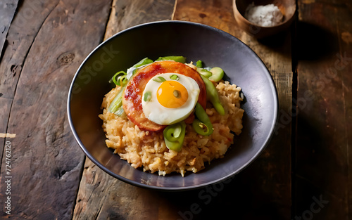Capture the essence of Nasi Uduk in a mouthwatering food photography shot