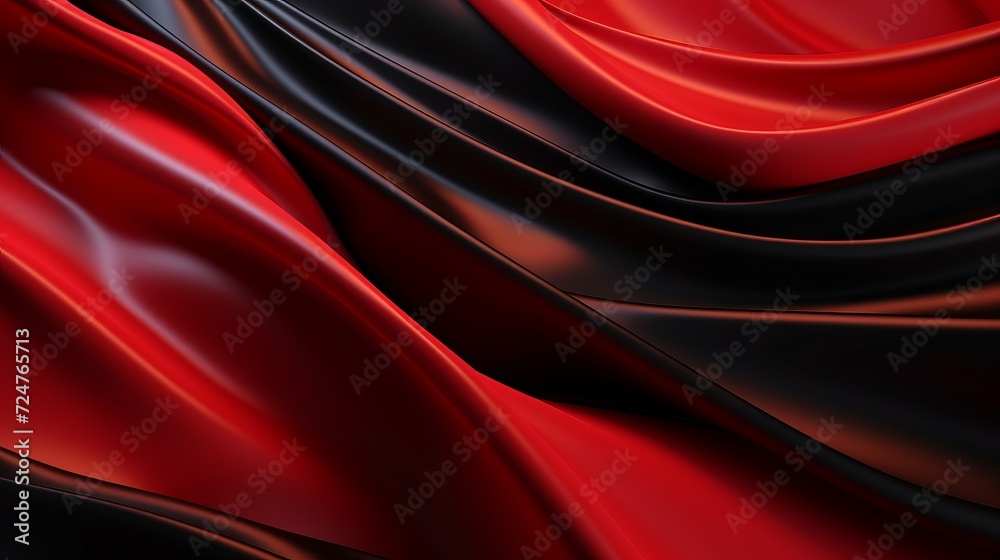 A detailed view of a fabric featuring a combination of red and black colors, showcasing intricate patterns and textures. Generative AI. A detailed view of a fabric featuring a combination of red and black colors, showcasing intricate patterns and textures. Generative AI.
