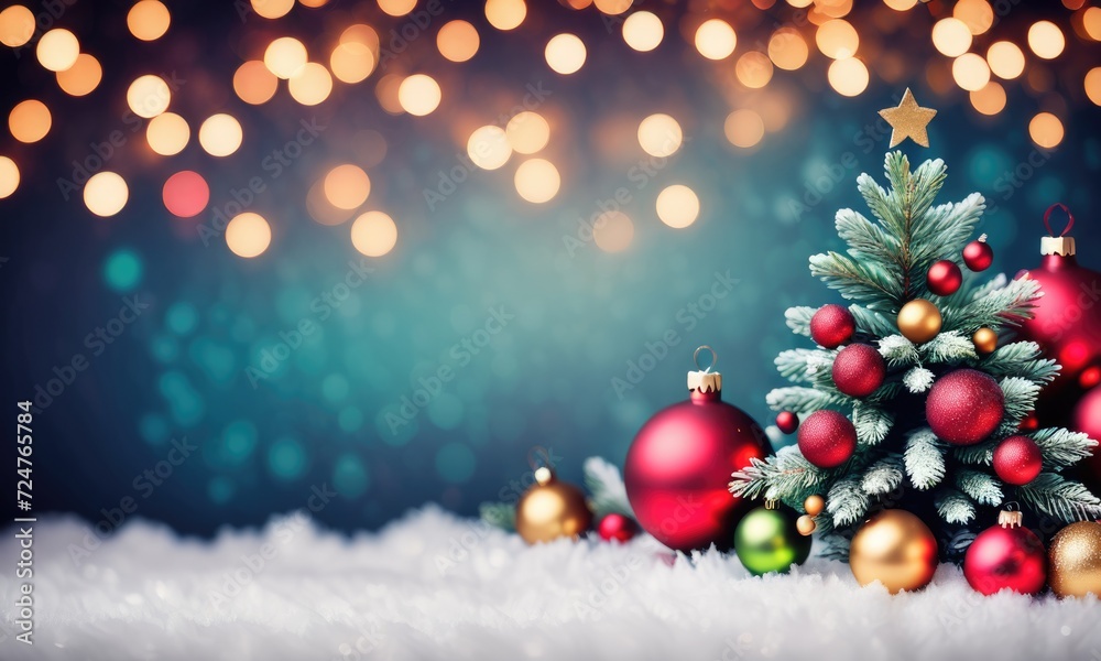 Obraz premium Bokeh christmas background by ai generated