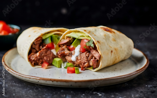 Capture the essence of Carne Asada Burrito in a mouthwatering food photography shot