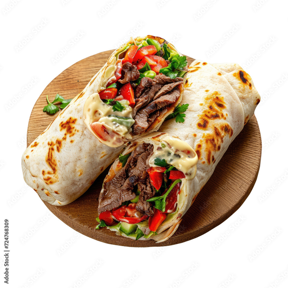 Doner kebab or shawarma isolated on Transparent background Doner kebab or shawarma isolated on Transparent background