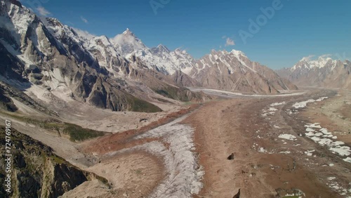 Aerial view of Karakoram mountains range view from K2 trekking route, Pakistan, Asia photo