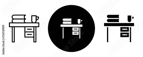 Study table outline icon collection or set. Study table Thin vector line art