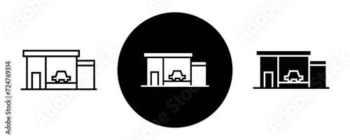 Showroom outline icon collection or set. Showroom Thin vector line art