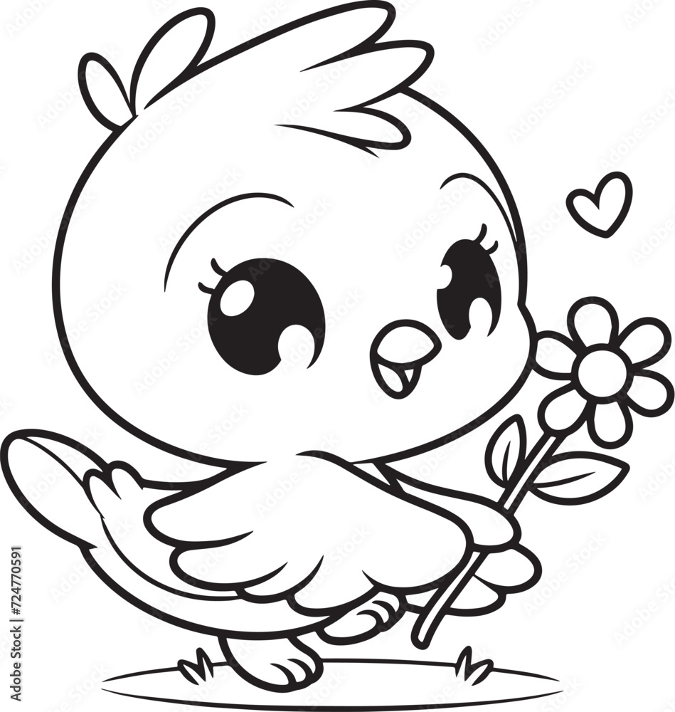 Fototapeta premium cute bird coloring page