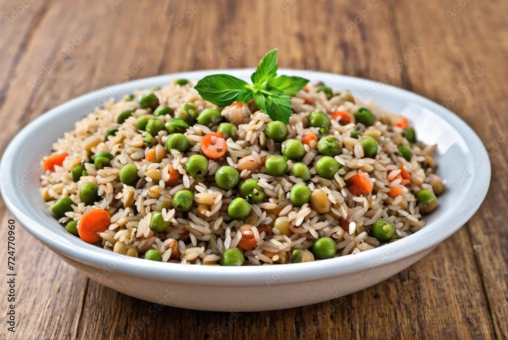 Peas and Rice A staple side dish made with pigeon peas or black-eyed peas cooked with rice by ai generated Peas and Rice A staple side dish made with pigeon peas or black-eyed peas cooked with rice by ai generated