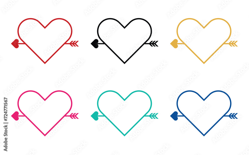 Heart and Cupid arrow. Symbol of love. Line icon.