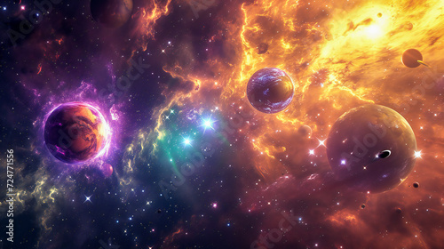 Colorful celestial bodies fantasy