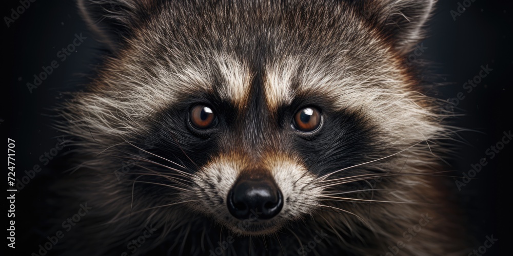 A close-up shot of a raccoon looking directly at the camera. Perfect for animal lovers and wildlife enthusiasts.