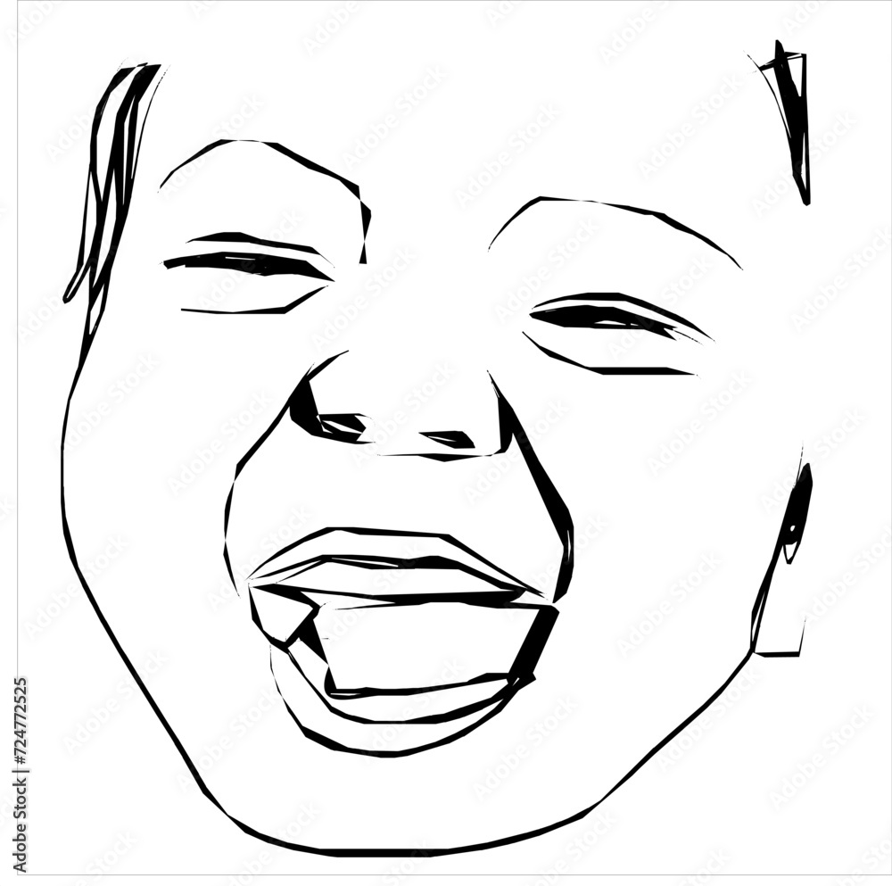 A close-up imaginative image of a toddler boy's laughing face in an expressive style