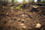 close-up of loamy soil on a forest floor