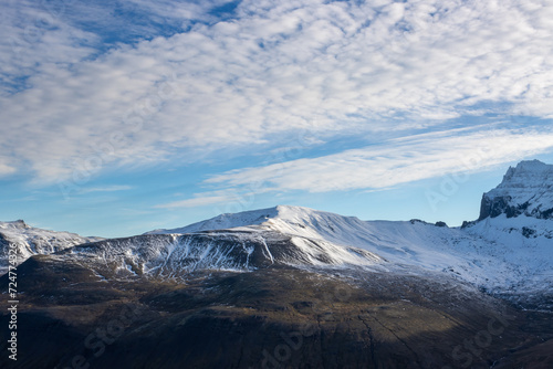 Close view on the mountains with snow, Iceland © yassmin