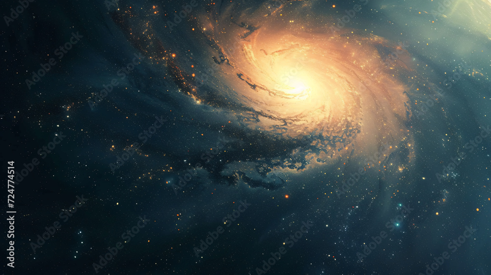 A surreal galaxy with a grainy gradient backdrop.