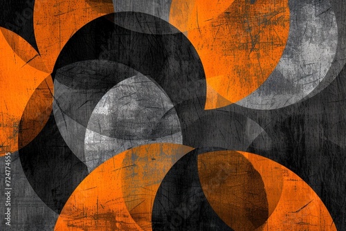 Modern Orange-Black-Grey Aesthetics: Craft a visually modern composition with a digital illustration featuring a texture background in rich orange hues, sleek black accents, and subtle greys