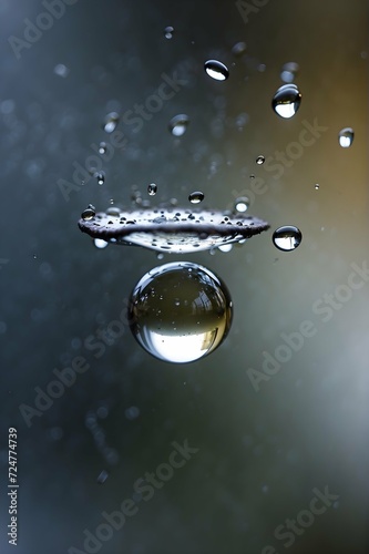 Water drop or a tear falling into water, emotional picture of calmness