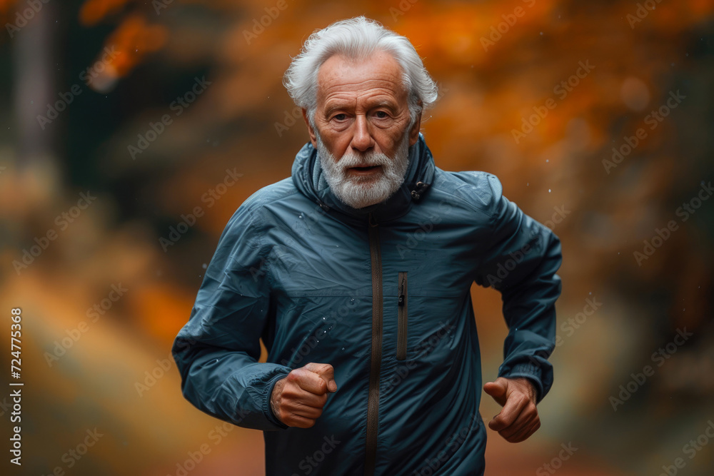 Active Lifestyle: Elderly Gentleman Jogging Outdoors Active Lifestyle: Elderly Gentleman Jogging Outdoors