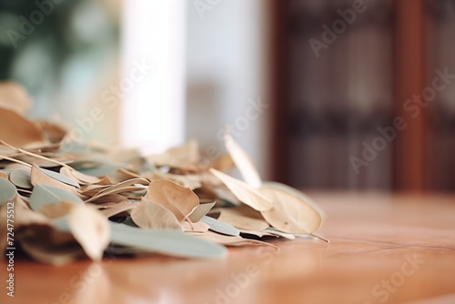 close up of dry eucalyptus leaves used in steam room